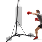 Portique sac de frappe autoportant pliable, base triangulaire à 3 tiges de lest et boxeur à l'entraînement