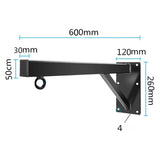 Potence murale sac de frappe grand déport 60 cm, 100 kg, acier thermolaqué noir