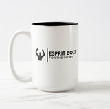 Mug boxe Esprit Boxe, logo noir For the Glory sur céramique blanche à intérieur noir