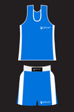 Tenue de boxe anglaise amateur bleue Esprit Boxe, débardeur et short assortis