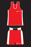 Tenue de boxe anglaise amateur rouge Esprit Boxe, débardeur et short assortis
