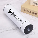 Bouteille isotherme boxe blanche, marque Esprit Boxe noire et affichage numérique de la température