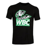 T-shirt de boxe noir à l'emblème WBC vert et blanc, médaillon au poing ganté et sigle WBC