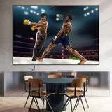 Tableau Black Panther contre Killmonger sur un ring de boxe