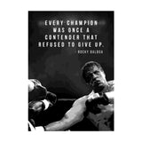 Tableau citation Rocky Balboa et photographie de combat en noir et blanc, toile seule, sans cadre