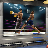 Tableau Black Panther contre Killmonger sur un ring de boxe, affiche dans un salon