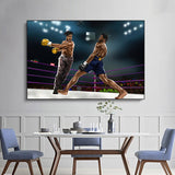 Tableau Black Panther contre Killmonger sur un ring de boxe, toile seule, sans cadre