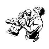 Dessin au trait du sticker uppercut, deux boxeurs à l'instant de l'impact