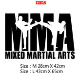 Motif MMA Mixed Martial Arts avec high kick et garde dans les lettres
