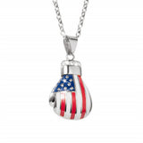 Pendentif gant de boxe au drapeau américain, finition argentée