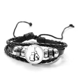 Bracelet boxe à bouton pression, motif 12 : paire de gants dessinée au trait noir sur fond blanc