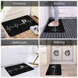 Paillasson boxe noir et blanc posé en entrée, cuisine, salle de bain et balcon