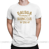 T-shirt Balboa Boxing Club blanc, marquage typographique sable