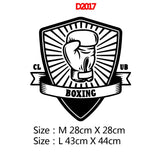 Motif écusson Boxing Club avec gant de boxe et rayons