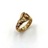 Bague gant de boxe finition or, anneau en maille gourmette ajourée