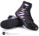 Chaussures de boxe Sting Viper noir et violet irisé et leur semelle