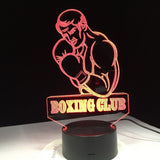 Lampe 3D boxeur Boxing Club éclairée en rouge