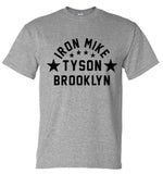 T-shirt de boxe gris chiné Mike Tyson Brooklyn, marquage noir en composition circulaire