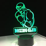 Lampe 3D boxeur Boxing Club, plaque acrylique gravée