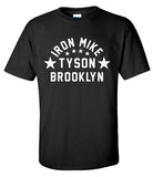 T-shirt de boxe noir Mike Tyson Brooklyn, marquage blanc IRON MIKE TYSON BROOKLYN et six étoiles
