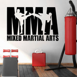 Sticker MMA Mixed Martial Arts posé sur un mur à côté d'un sac de frappe