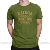T-shirt Balboa Boxing Club vert militaire, marquage typographique sable