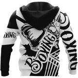 sweat boxe avec logo Boxing, sweat a capuche, fermeture éclair et poches latérales, vue de derrière