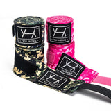 Bandages de boxe camouflage, lot de 2 en rose et kaki avec fermeture velcro
