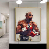 Tableau Floyd Mayweather en eclaboussures sur fond blanc casse