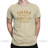 Détail du marquage tamponné Balboa Boxing Club, teinte sable