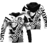 sweat boxe avec logo Boxing, sweat a capuche, fermeture éclair et poches latérales, vue avant / arrière