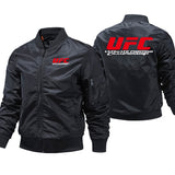 Bomber UFC noir, logo UFC rouge brodé et marquage dorsal