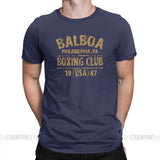 T-shirt Balboa Boxing Club bleu ardoise, marquage typographique sable