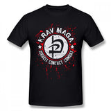T-shirt Krav Maga noir, écusson Israeli Contact Combat et éclaboussures rouges