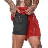 Short 2 en 1 homme (couleur rouge)