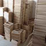 Chassis bois en kit pour toile, quatre barres et equerres de renfort, vue d'ensemble