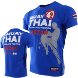 T-shirt Muay Thai, lettrage MUAY THAI et combattant en high kick