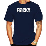 T-shirt Rocky lettrage bleu marine, marquage une seule encre