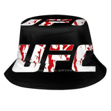 Bob UFC noir vu de face, lettrage blanc éclaboussé de rouge sur le bord
