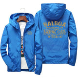 Coupe-vent Rocky Balboa bleu roi, marquage or au dos