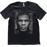 T-shirt de boxe noir Mike Tyson, portrait photographique noir et blanc encadré, sans texte