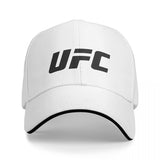 Casquette UFC blanche, grand sigle imprimé noir