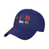 Casquette Mohamed Ali bleue, logo ALI imprimé