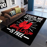 Tapis chambre ado boxe — Boxing lesson is free — script rouge