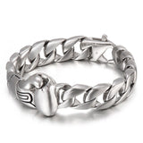 Bracelet gourmette gant de boxe en acier, finition argent poli