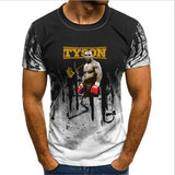 T-shirt Mike Tyson imprimé intégral noir et blanc, motif de coulées en dégradé
