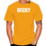 T-shirt Rocky lettrage jaune, marquage une seule encre