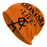 Bonnet No Boxing No Life orange au lettrage noir et monogramme CA