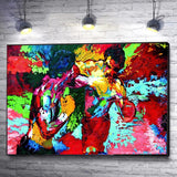 Tableau Rocky Balboa face a Apollo Creed, peinture en couleurs saturees