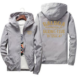 Coupe-vent Rocky Balboa gris, marquage or au dos